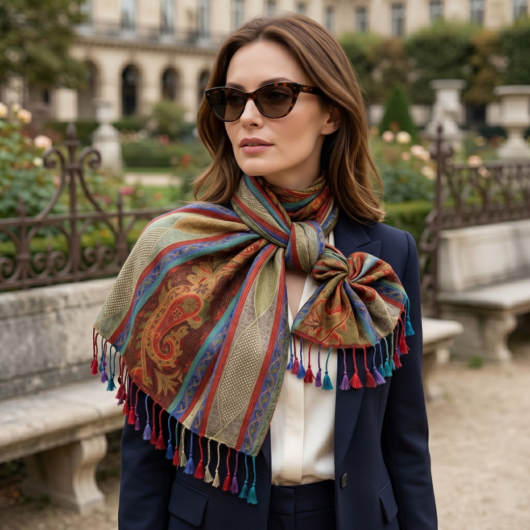 Multi Pattern Striped Shawl